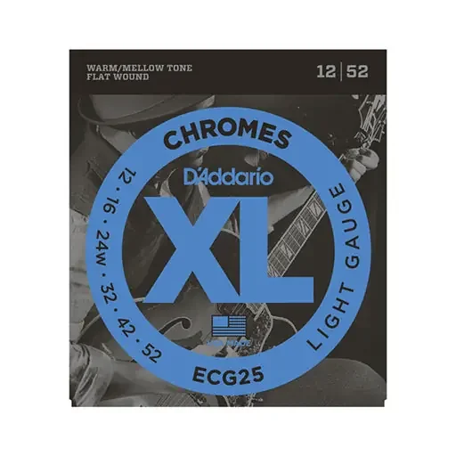 D‘Addario ECG25 Chromes Flat Wound Electric Guitar Strings, Light, 12-52