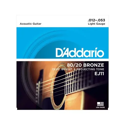 D‘Addario EJ11 80/20 Bronze Acoustic Guitar Strings, Light, 12-53