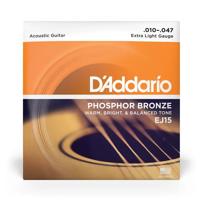 D‘Addario EJ15 Phosphor Bronze 10-47 Acoustic Guitar Strings, Extra Light