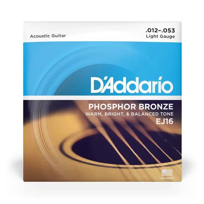 D‘Addario EJ16 Phosphor Bronze 12-53 Acoustic Guitar Strings, Light