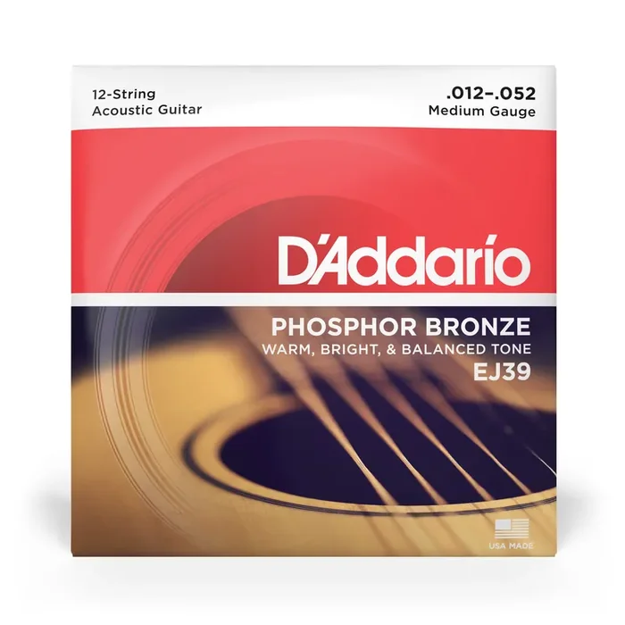 D‘Addario EJ39 Phosphor Bronze 12-String 12-52 Acoustic Guitar Strings, Medium
