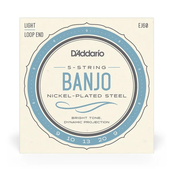 D‘Addario EJ60 5-String Banjo, Nickel Wound, Loop End, 9-20 Light