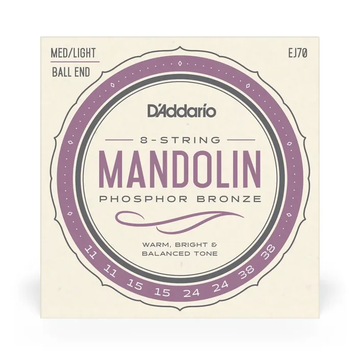 D‘Addario EJ70 Mandolin Stings, Phosphor Bronze Wound, Ball End, 11-38 Medium-Light