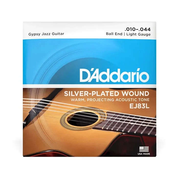 D‘Addario EJ83L Gypsy Jazz Acoustic Guitar Strings, Light Ball End, 10-44