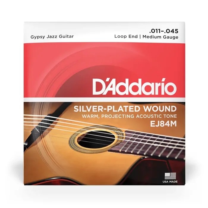 D‘Addario EJ84M Gypsy Jazz 11-45 Acoustic Guitar Strings, Loop-End, Medium