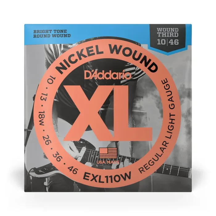 D‘Addario EXL110w Nickel Wound 10-46 Electric Guitar Strings, Regular w/ Wound 3rd