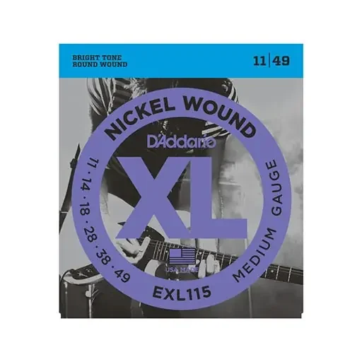 D‘Addario EXL115 Nickel Wound Electric Guitar Strings, Medium/Blues-Jazz Rock, 11-49