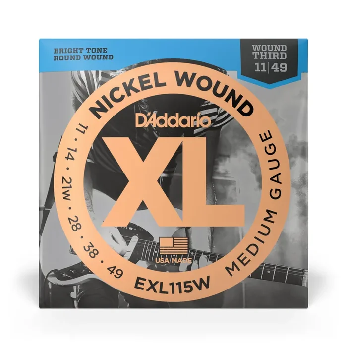 D‘Addario EXL115w Nickel Wound 11-49 Electric Guitar Strings, Jazz Rock w/ Wound 3rd