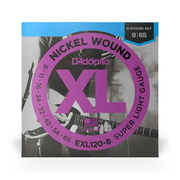 D‘Addario EXL120-8 Nickel Wound Electric Guitar Strings, 8-String, Super Light, 9-65