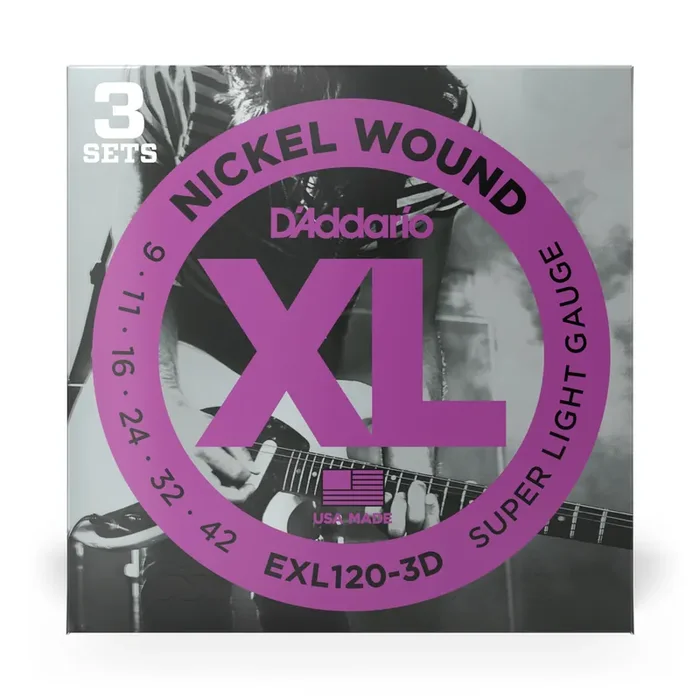 D‘Addario EXL120 9-42 Nickel Wound Electric Guitar Strings – 3-Pack