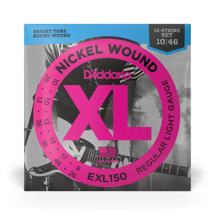 D‘Addario EXL150 Nickel Wound 10-46 12-String Electric Guitar Strings, Regular