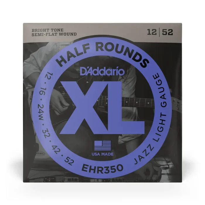 D‘Addario Half Rounds Stainless Steel 12-52 Electric Guitar Strings, Jazz Light