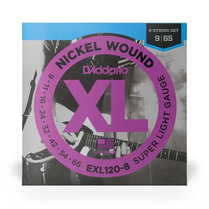 D‘Addario Nickel Wound 9-65 8-String Electric Guitar Strings, Light