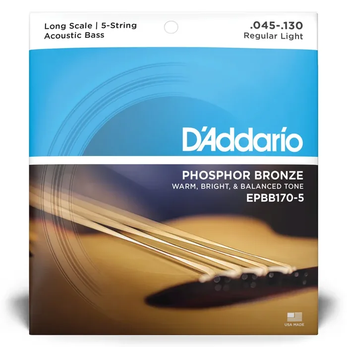D‘Addario Phosphor Bronze 45-130 5-String Acoustic Bass Guitar Strings [EPBB170-5]
