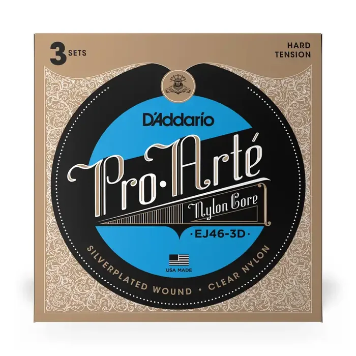 D‘Addario Pro-Arté EJ46 Hard Tension Classical Guitar Strings, 3-Pack