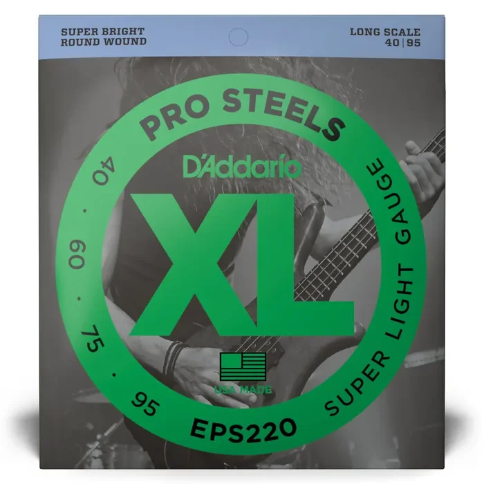 D‘Addario Pro Steels Stainless Steel 40-95 Bass Guitar Strings, Long Scale [EPS220]