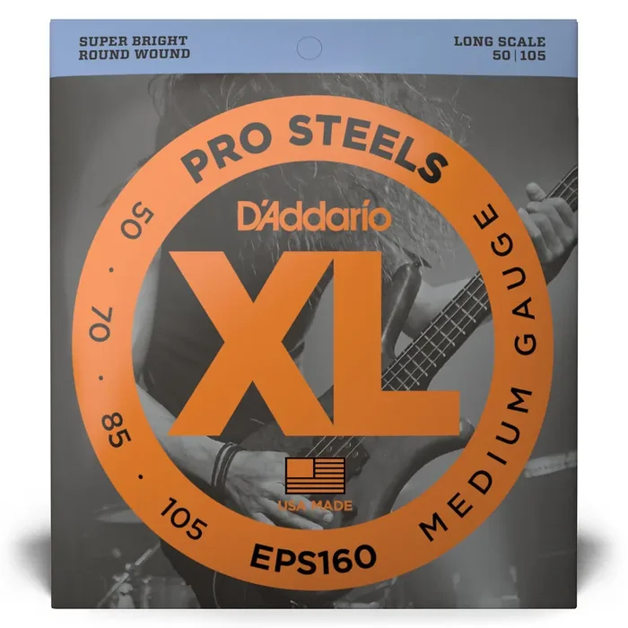 D‘Addario Pro Steels Stainless Steel 50-105 Bass Guitar Strings, Long Scale [EPS160]