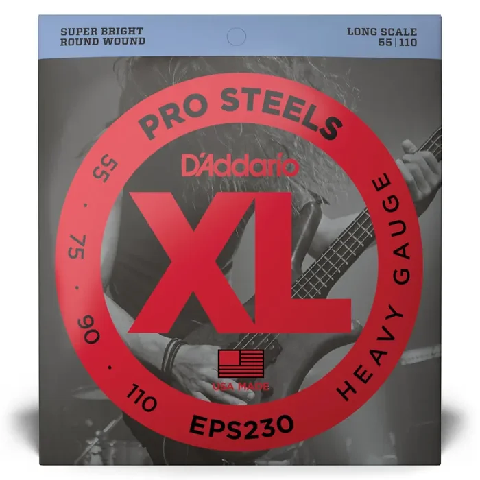 D‘Addario Pro Steels Stainless Steel 55-110 Bass Guitar Strings, Long Scale [EPS230]
