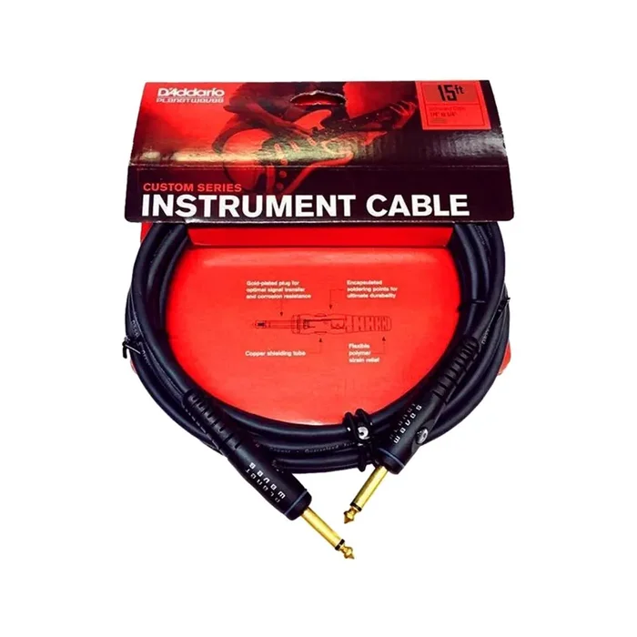 D‘Addario PW-G-15 Custom Series Mono 1/4 Inch Instrument Cable, 15 feet