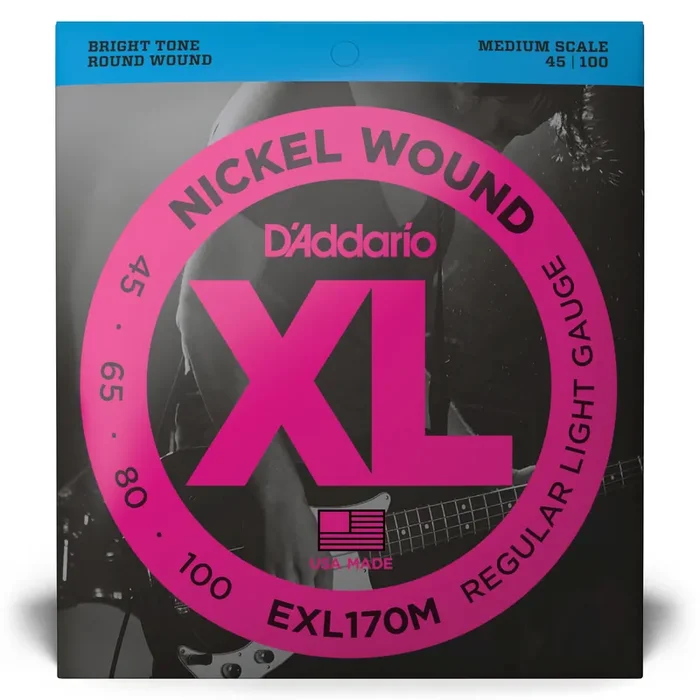 D‘Addario XL-Series Nickel Wound 45-100 Bass Guitar Strings, Medium Scale [EXL170M]