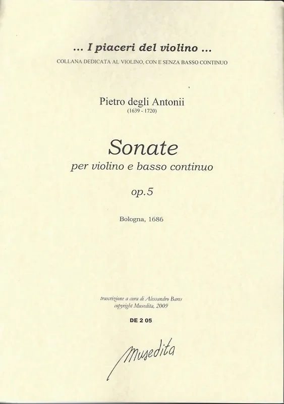 degli Antonii Sonatas for Violin and Basso Continuo, Op. 5