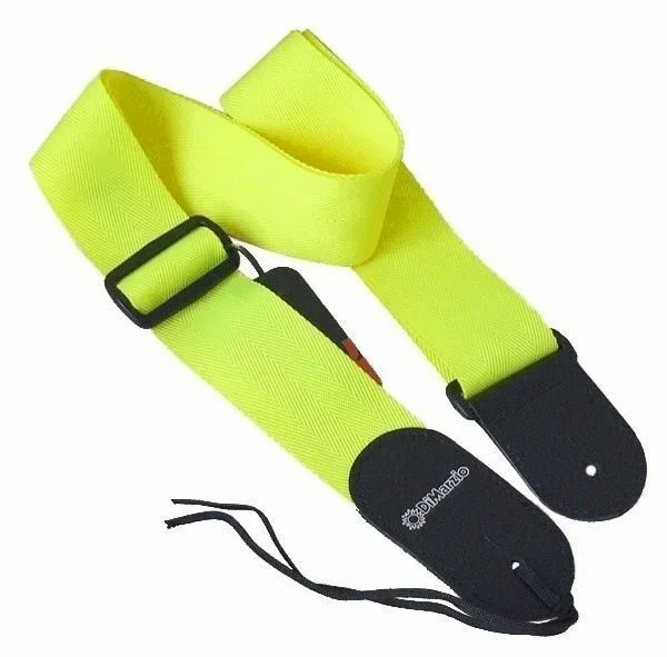 DiMarzio 2 Inch Neon Yellow Guitar Strap Nylon With Leather Ends