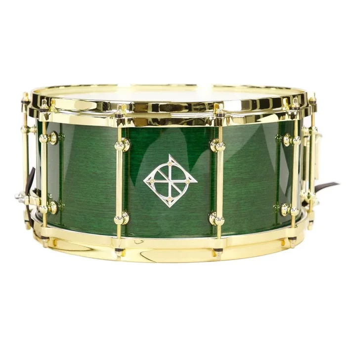Dixon PDSAN654CBRG1 Artisan Series 6.5×14 ” Australian Rose Gum Snare Drum in Green Stain Lacquer w/ Gold Hardware