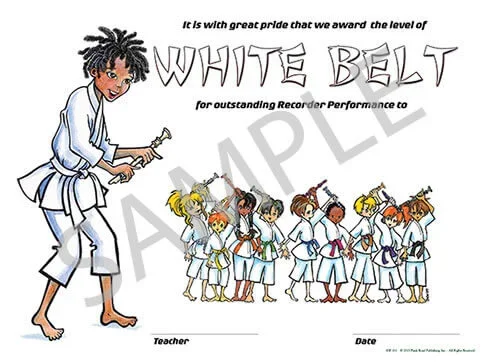 Dojo Award Belt Certificates (White) – Pack of 25