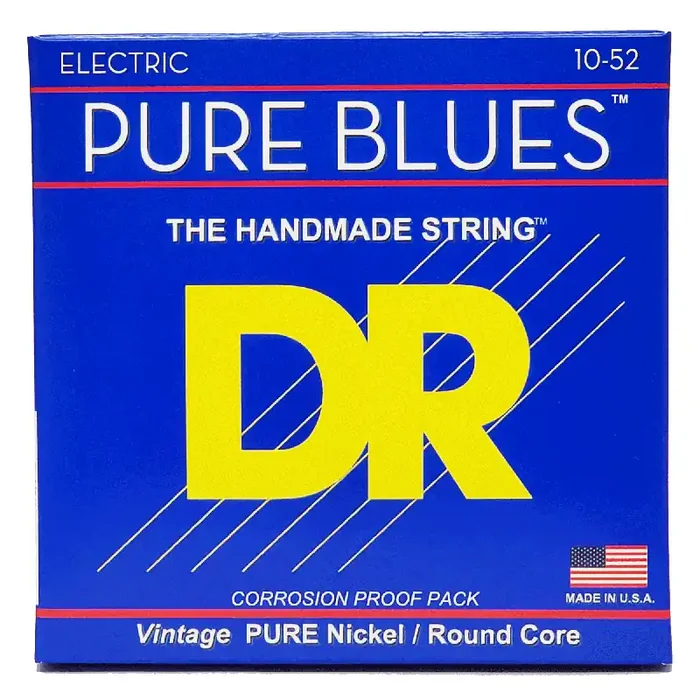 DR Strings PURE BLUES Pure Nickel 10-52 Electric Guitar Strings, Big & Heavy