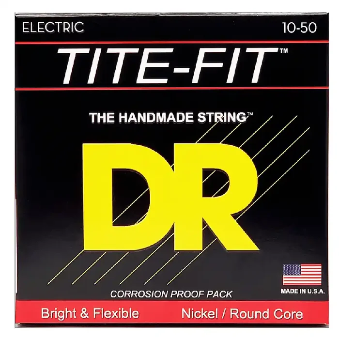 DR Strings TITE-FIT Nickel Wound 10-50 Electric Guitar Strings, Medium-Heavy