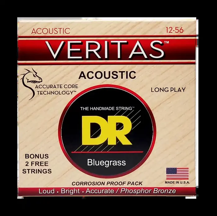 DR Strings VERITAS Phosphor Bronze 12-56 Acoustic Guitar Strings
