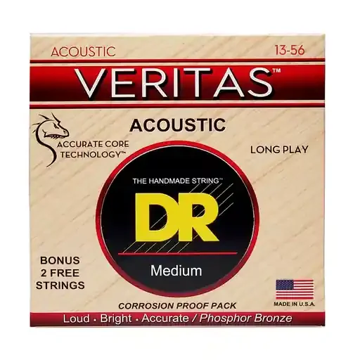 DR Strings VERITAS Phosphor Bronze 13-56 Acoustic Guitar Strings