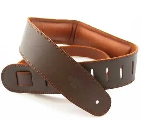 DSL Guitar Strap Leather, Padded 2.5 inch Brown/Brown
