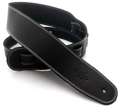 DSL Leather 2.5 Inch Black with Beige Stitching SGE25-15-3