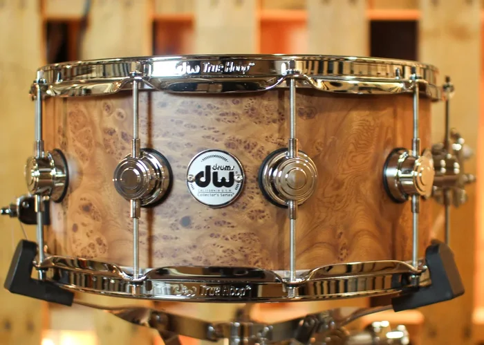 DW 6.5×14 Collector’s Maple 333 Natural Hard Satin over Elm Burl Snare Drum – SO#1421337