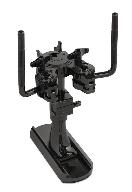 DW Bass Drum Mounted Double Tom Arm w/ Slide Track Black Nickel