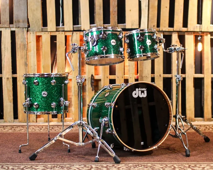 DW Collector’s Maple Mahogany Green Glass Drum Set – 20,10,12,14 – SO#1374886
