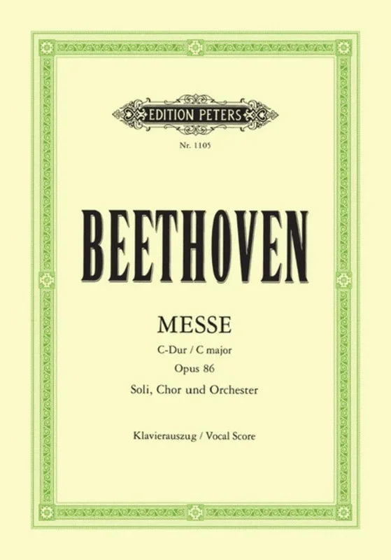 Edition Peters – Beethoven – Mass C Op 86 Vocal Score Book