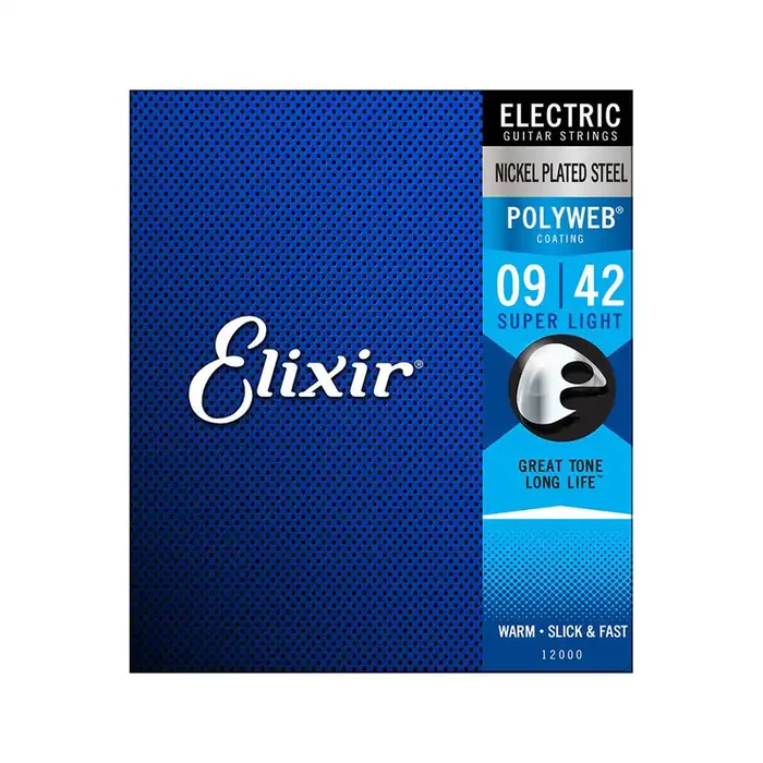 Elixir 12000 Polyweb Electric Guitar Strings, Super Light, 9-42
