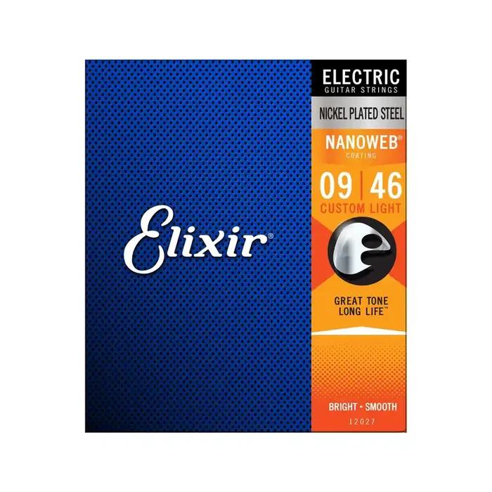 Elixir 12027 Nanoweb Electric Guitar Strings, Custom Light, 9-46
