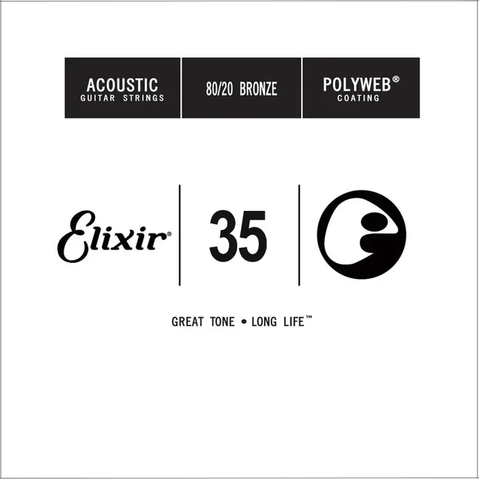 Elixir 13135 Polyweb 80/20 Bronze Acoustic Guitar Single String, .035