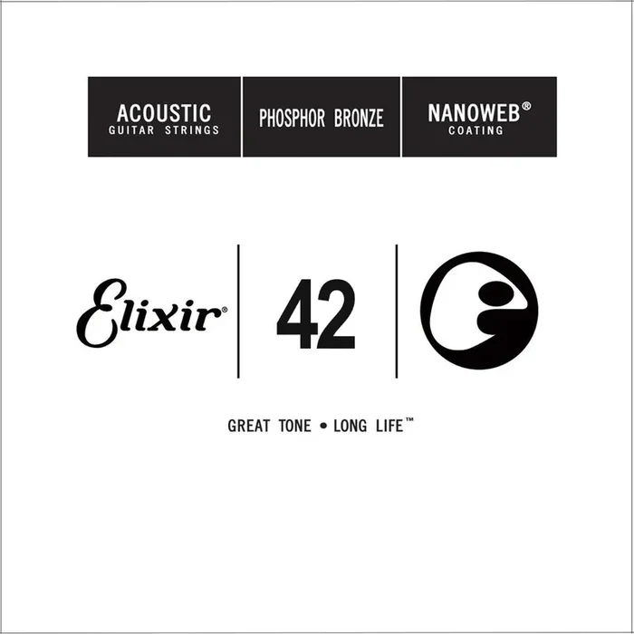 Elixir 14142 Nanoweb Phosphor Bronze Acoustic Guitar Single String, .042