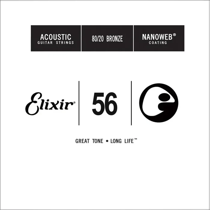 Elixir 15156 Nanoweb 80/20 Bronze Acoustic Guitar Single String, .56