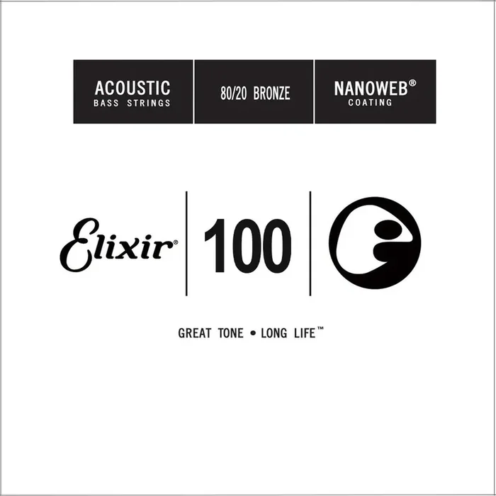 Elixir 15800 Nanoweb 80/20 Bronze Acoustic Bass Guitar Single String, .100