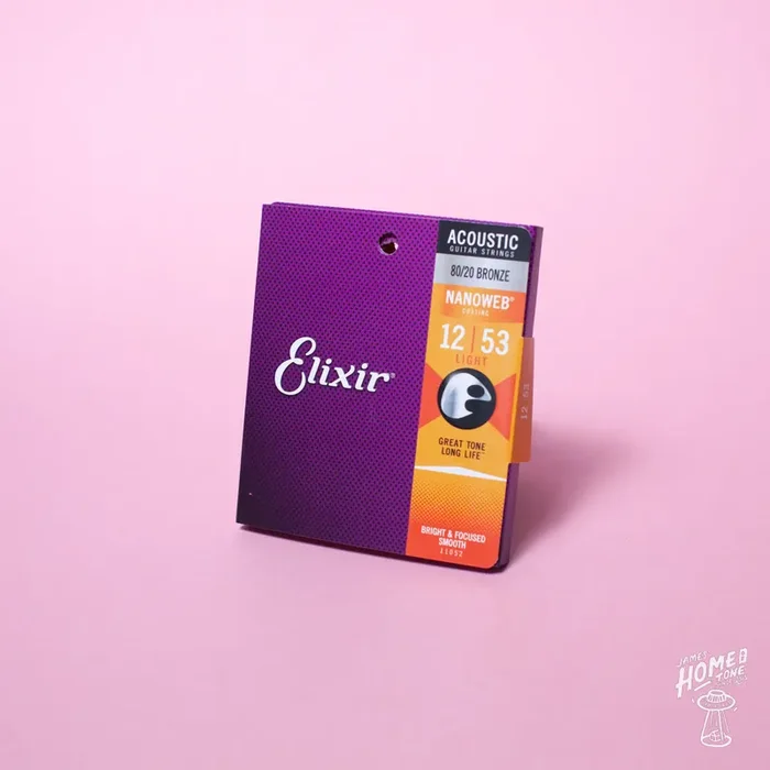 Elixir – Nanoweb coated 80/20 bronze acoustic guitar strings 12-53 (11052)