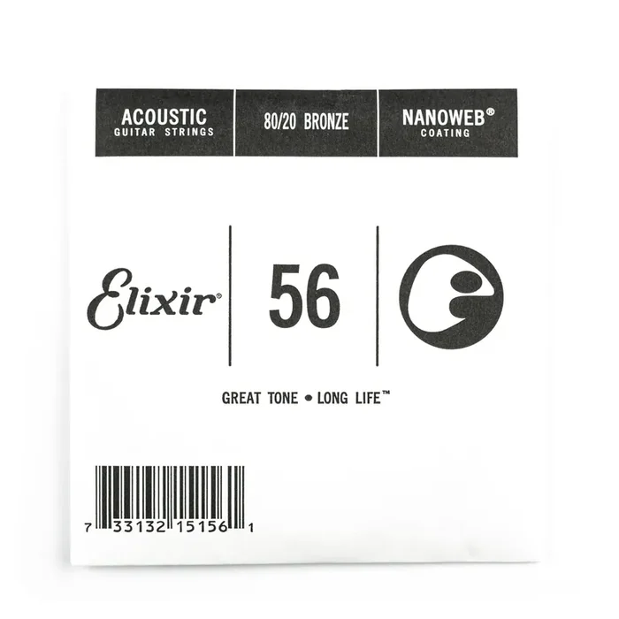Elixir Nanoweb 80/20 Bronze 56 (.056″) Acoustic Guitar Single String