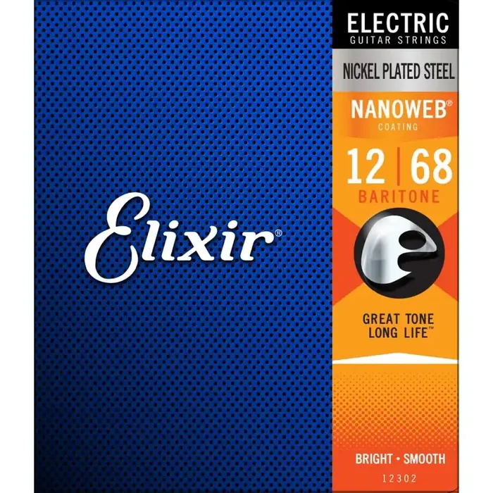 Elixir Nanoweb Nickel Wound 12-68 Electric Baritone Guitar Strings [12302]