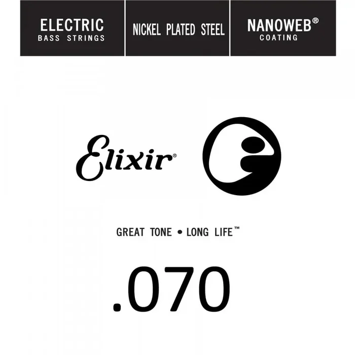 Elixir Nanoweb Nickel Wound 70 (.070″) Bass Single String, Long Scale