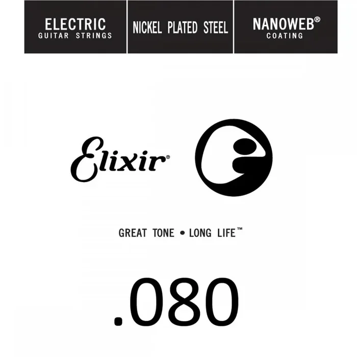 Elixir Nanoweb Nickel Wound 80 (.080″) Electric Guitar Single String