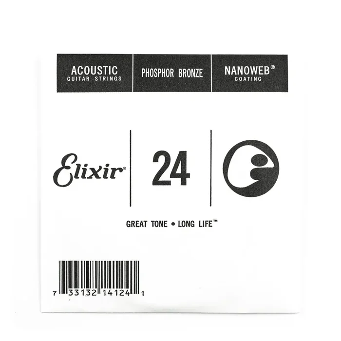 Elixir Nanoweb Phosphor Bronze 24 (.024″) Acoustic Guitar Single String